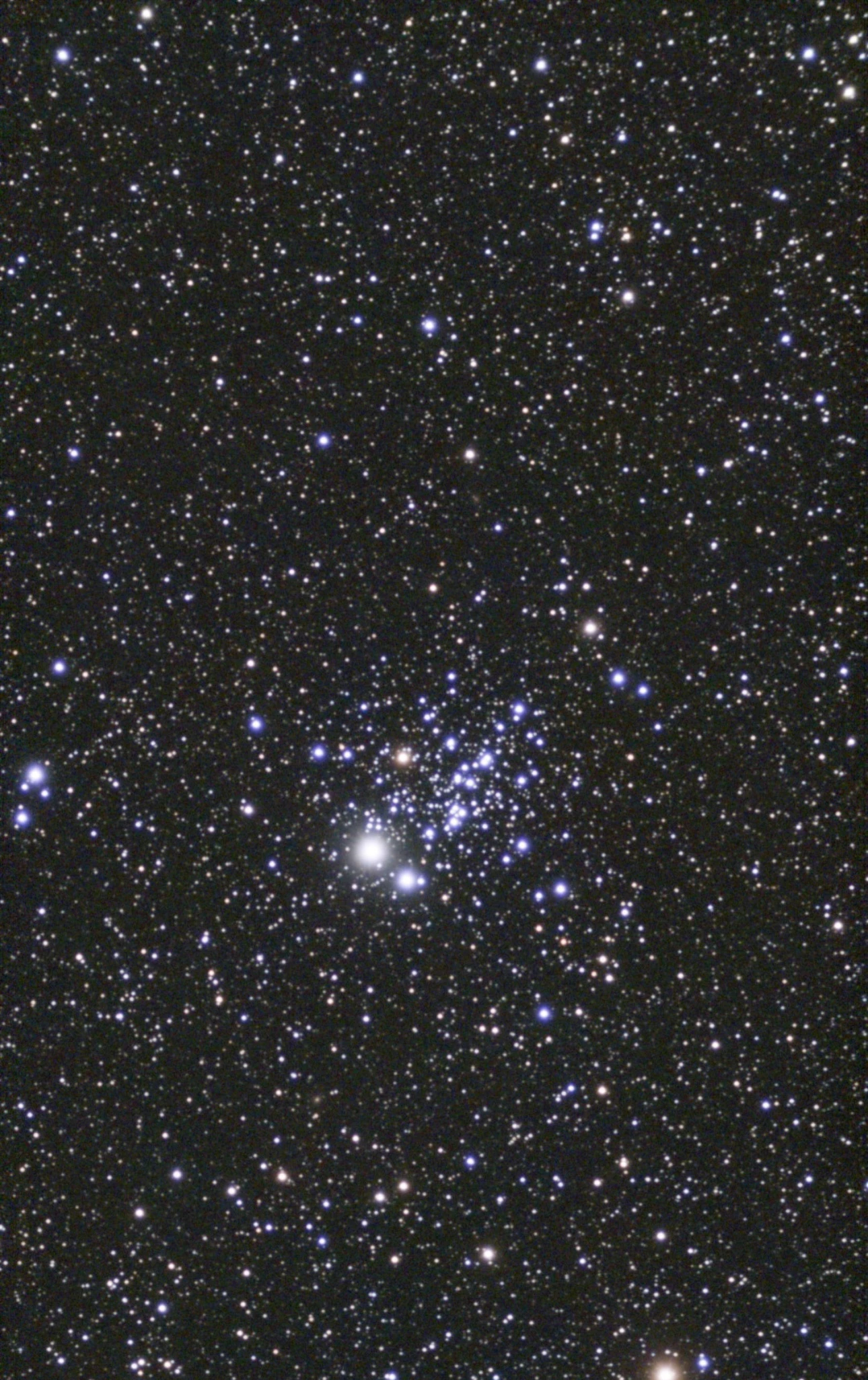 Michael Wilson's capture of C13 with CASE, showing a close group of blue-white stars and two especially bright stars